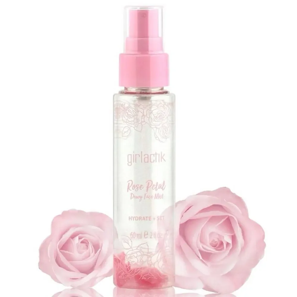 NEW Girlactik Rose Petal Dewy Face Mist Hydrating Makeup Setting Spray Glowy